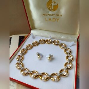 Gold and Silver Pearl Jewelry Set